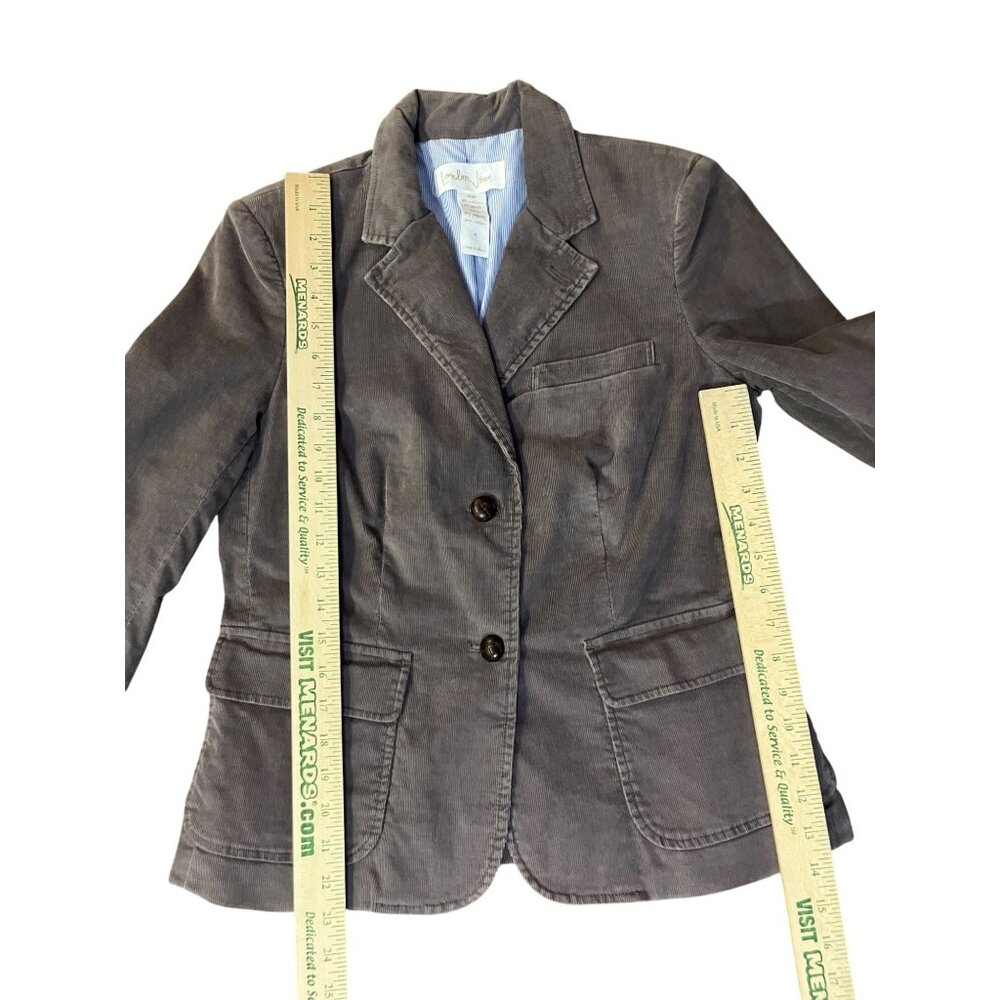 London Jean Corduroy Blazer Womens 8 Gray 2 Button Jacket Blue Lining - Picture 10 of 12
